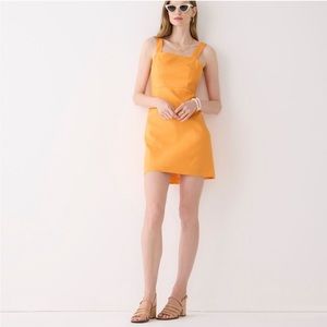 J. Crew Squareneck A-line dress in stretch linen blend, Coastal Sunshine, size 2